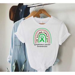 lymphoma cancer awareness t-shirt,lymphoma cancer rainbow womens shirt,lymphoma survivor gift,green ribbon tee,non hodgk