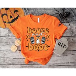 booze and boos shirt,halloween boo tshirt,ghost shirt,womens halloween tee,funny halloween gift,spooky season shirt,hall