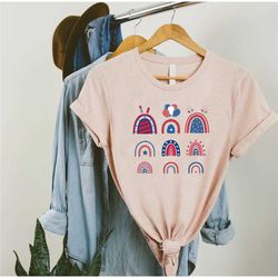 boho rainbows 4th of july shirt,womens 4th of july tee,4th of july rainbow t-shirt,red white blue,patriotic shirt,indepe