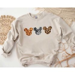 leopard cheetah print mickey sweatshirt,disney ears sweatshirt,womens disney sweatshirt,animal kingdom shirt,disney vaca