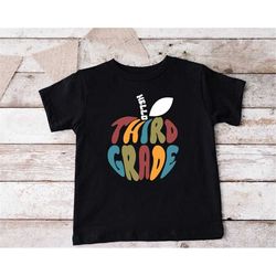 hello third grade shirt, retro 3rd grade t-shirt, back to school gift, third grade teacher shirt, first day of school te