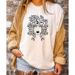 comfort colors mythologic medusa shirt, snake face sweatshirt,drawing face shirt, birthday gift shirt, mythology shirt,
