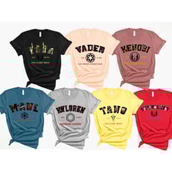 star wars characters shirt, star wars shirt, kenobi ,skywalker,ahsoka tano, yoda,kenobi, darth vader, darth maul shirt