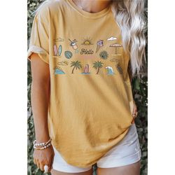 comfort colors hello summer shirt, summer vacation shirt,summer season shirt, gift for summer lover, gift for women
