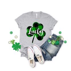 irish lucky shirt, buffalo plaid lucky clover shirt, st patrick's day shirt, st patrick's day, irish shirt, quote patric