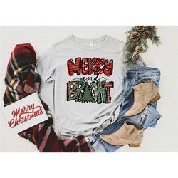 merry and bright shirt, christmas shirt, bright shirt, christmas tree shirt, christmas lights shirt, merry christmas shi