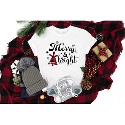 merry and bright shirt, buffalo plaid christmas shirt, christmas shirt, christmas family shirt, merry christmas shirt, c
