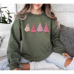 pink tree christmas shirt, cute christmas tree, christmas shirts for women, winter shirt, christmas family shirt, christ