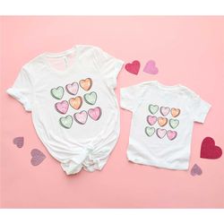 candy hearts shirt, valentines shirts for mommy and me, mommy and me outfits, gift mom and daughter, new mom gift