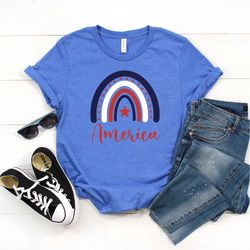 america rainbow t shirt, usa patriotic, matching rainbow shirts, usa shirt, matching july 4th shirts, fourth of july