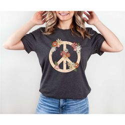 retro love and peace shirt, flower hippie shirt ,peace sign lover floral crop tee, festival shirts, wildflower tee, bota