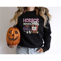 horror movies and chill shirt, halloween horror movies, horror movies fan tee, pumpkin shirt, fresh popcorn shirt, fall