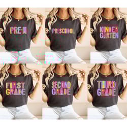 girl colorful school grade shirt, grade teacher shirt, grade girl t-shirt, pre k grade t-shirt, 5th grade girl shirt, ki