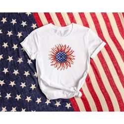 america sunflower shirt, usa flag flower shirt, gift for american, 4th of july flag shirt, usa freedom shirt, independen
