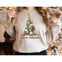 meowy christmas sweatshirt, christmas cat shirt, merry, cat lover shirt, christmas gift, christmas gift for cat mom, gif