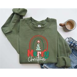 merry christmas shirt, christmas rainbow shirt, merry christmas shirt, christmas gift, holiday sweater, christmas shirt,