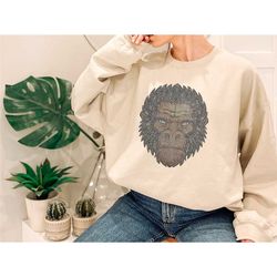 rhinestone hoodie gorilla shirt, gorilla sweatshirt, womens gorilla sweatshirt, gorilla gifts for him, gorilla primate s