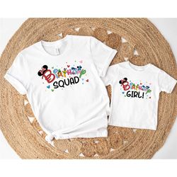 colorful birthday shirt, disney birthday party shirt, family matching disney shirts, birthday squad shirt, birthday girl