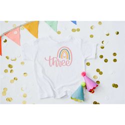 three rainbow birthday shirt, 3rd birthday, 3rd rainbow  birthday, 3rd birthday shirt girls, third birthday shirt