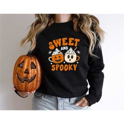 sweet and spooky shirt, cute halloween shirt for her, pumpkin gifts, spooky shirt, funny halloween shirt, halloween shir