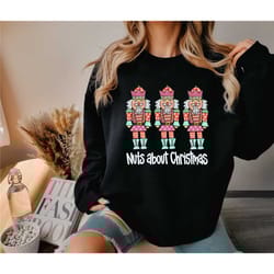 nuts about christmas shirt, winter retro shirt, christmas shirt, nutcracker, christmas, funny christmas shirt, women's c