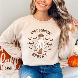 western spooky sweatshirt, boot scootin' cute spooky shirt, halloween gift, halloween shirt, cowboy ghost shirt, western