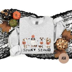 halloween sweatshirt, halloween sweater, ghost sweatshirt, halloween dog sweatshirt, ghost dog shirt, happy halloween, r