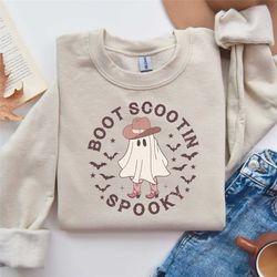 boot scootin spooky sweatshirt cute spooky shirt halloween gift halloween shirt cowboy ghost shirt western halloween shi