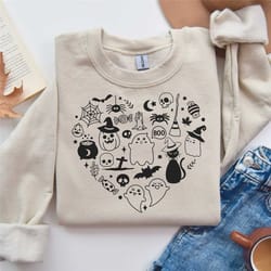 halloween doodles shirt, ghost halloween shirt, cute halloween shirt, halloween sweatshirt, spooky season halloween hood