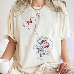 minnie mouse polka dot balloon shirt, red white and magical t-shirt, mickey and friends tee, disney family vacation, dis