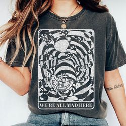 cheshire cat shirt, we're all mad here shirt, alice in wonderland t-shirt, disney cat shirt, family matching tee gift id