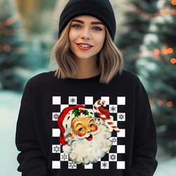 retro santa sweatshirt,retro christmas sweatshirt,cute santa sweatshirt,santa apparel,christmas clothes,santa sweatshirt