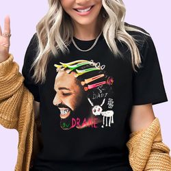 drake graphic t-shirt, for all the dogs rap tee concert merch hip hop, lil baby young thug gunna kanye west lil yachty r
