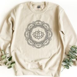 mandala sweatshirt, lotus crewneck sweatshirt, yoga lover sweatshirt, meditation pullover, lotus lover sweatshirt, shirt