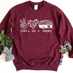 peace love camping sweatshirt hoodie, camping crewneck, peace love camping pullover, peace sign sweat, camping lover swe