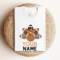 personalized kids football thanksgiving shirt, name thanksgiving shirt, thanksgiving kids shirt, turkey shirt, bo