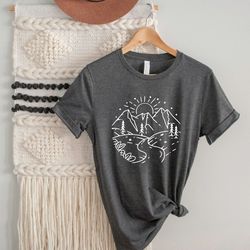 mountain view shirt, mountain silhouette shirt, outdoor shirt, hiking shirt, camping shirt, alaska shirt, montana shirt,