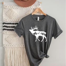 deer mountain shirt, mountain silhouette shirt, outdoor shirt, hiking shirt, camping shirt, alaska shirt, montana shirt,