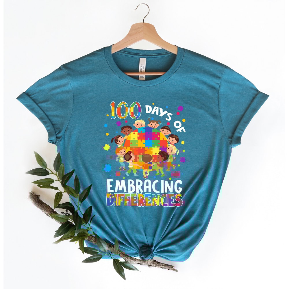 100 Days Of Embracing Differences Shirt, Autism Awareness Shirt, 100 Days Shirt, Puzzle Shirt, Autism Shirt, Autism Shirt, Autism Awareness.jpg