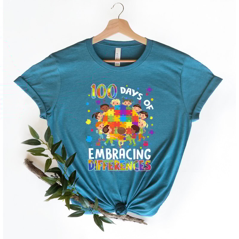 100 Days Of Embracing Differences Shirt, Autism Awareness Shirt, 100 Days Shirt, Puzzle Shirt, Autism Shirt, Autism Shirt, Autism Awareness.jpg