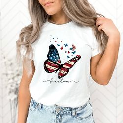 butterfly freedom shirt, 4th of july tshirt, usa flag shirt, usa shirt, happy 4th july, freedom shirt, fourth of july te