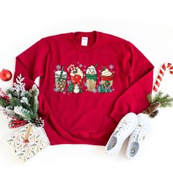 christmas coffee shirt, peppermint iced latte snowmen sweets snow warm cozy winter women shirt, christmas latte shirt 1