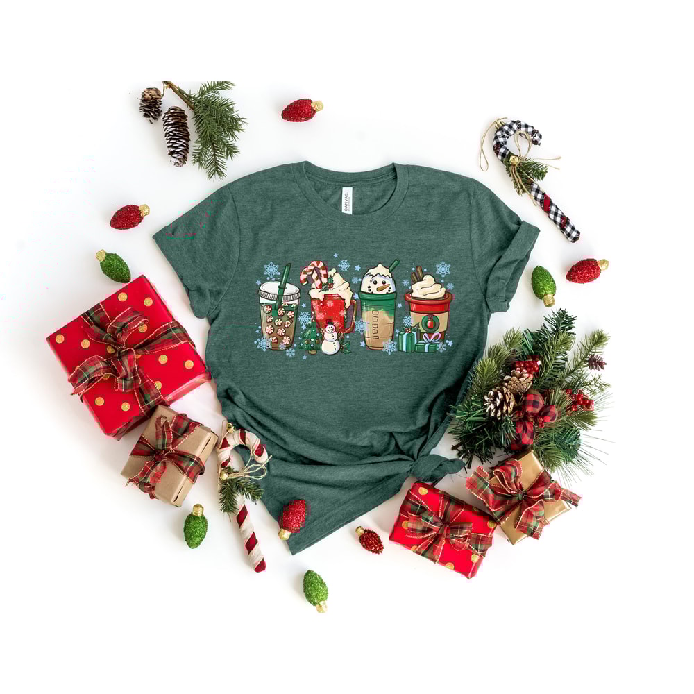 Christmas Coffee Shirt, Peppermint Iced Latte Snowmen Sweets Snow Warm Cozy Winter Women Shirt, Christmas Latte Shirt 3.jpg