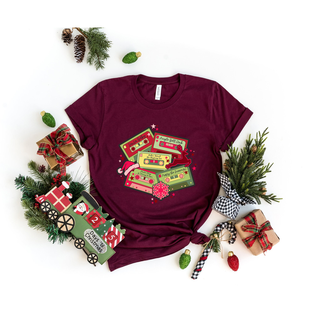 Christmas Music Cassette Tapes Sweatshirt, Christmas Songs, Christmas Party Shirt, Merry Christmas gift Tee, Retro Music Cassette Tapes 1.jpg