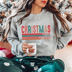 christmas sweatshirt, santa claus christmas sweatshirt, christmas lights sweatshirts, christmas hot chocolate,merry chri