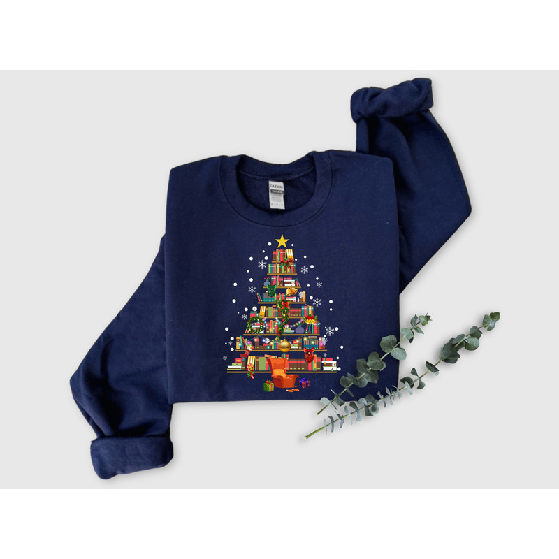 Christmas Tree made of books Shirt, gift for book lover, Gift For Teachers,Book Lovers Christmas Shirt, Bookworm Christmas Shirt.jpg
