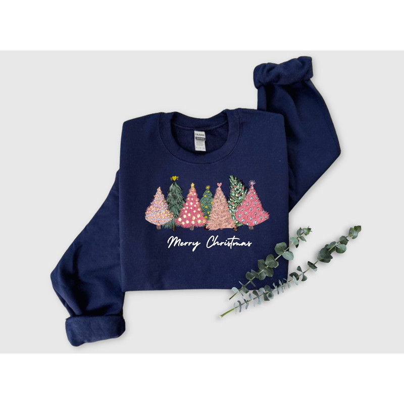 Cute Christmas Trees Sweatshirt, Merry Christmas Sweatshirt,Womens Christmas Sweatshirt, Holiday Sweater, Womens Holiday Sweatshirt.jpg