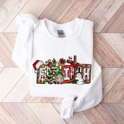 faith shirt, christmas with cross sweatshirt,christmas family shirt,faith christmas shirt,christmas gift,christmas famil