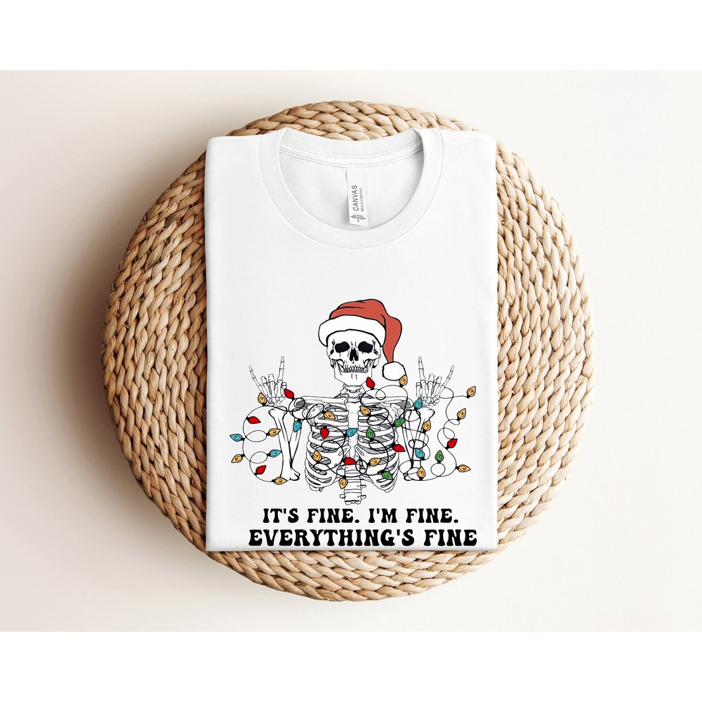 It's Fine I'm Fine Everything Is Fine Shirt, Christmas Tree Lights Shirt, Xmas Matching Shirt, Funny Christmas T-Shirt, Christmas Gifts.jpg