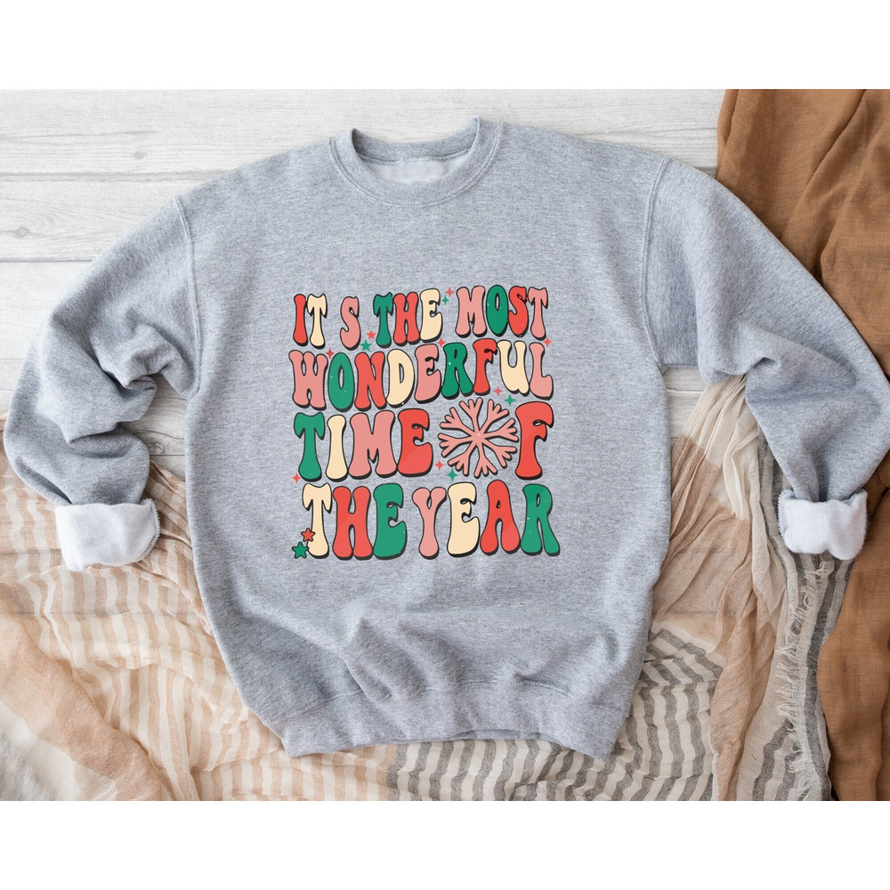 It's The Most Wonderful Time Of The Year Sweatshirt, Retro Christmas Sweatshirt, Sweatshirt For Christmas, Holiday Apparel, Xmas Sweatshirt.jpg